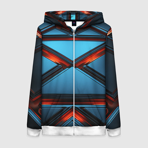 Женская толстовка на молнии Абстрактные треугольные плиты со светом / 3D-Белый – фото 1