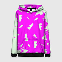 Женская толстовка на молнии Fortnite pattern pink