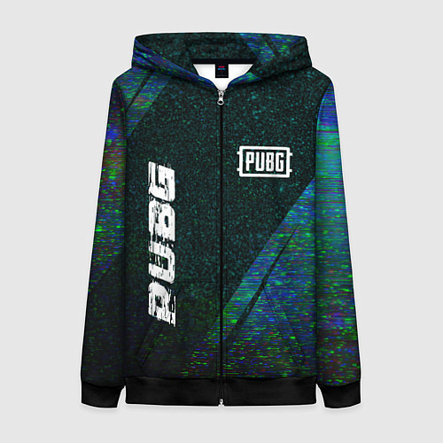 Женская толстовка на молнии PUBG glitch blue / 3D-Черный – фото 1