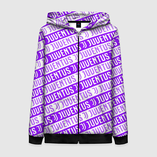 Женская толстовка на молнии Juventus pattern / 3D-Черный – фото 1