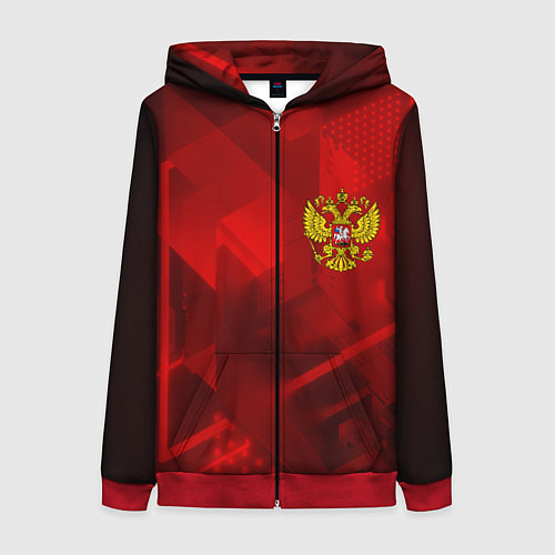 Женская толстовка на молнии Россия герб текстура / 3D-Красный – фото 1