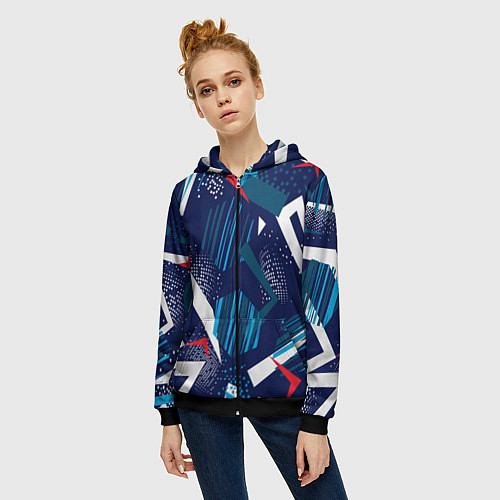 Женская толстовка на молнии Абстрактный фон с пятнистым узором / 3D-Черный – фото 3