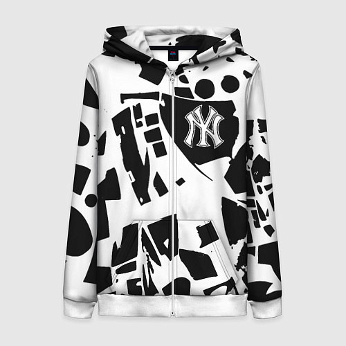 Женская толстовка на молнии New York yankees - abstraction / 3D-Белый – фото 1