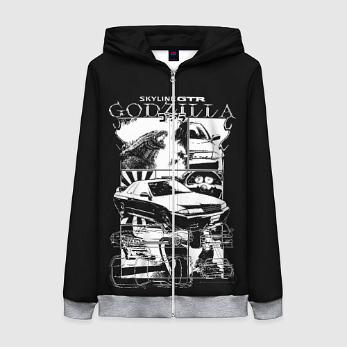 Женская толстовка на молнии Skyline GTR Godzilla / 3D-Меланж – фото 1