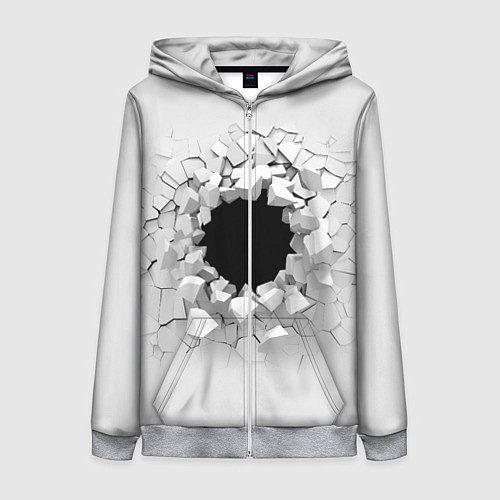 Женская толстовка на молнии Взрыв стены изнутри / 3D-Меланж – фото 1
