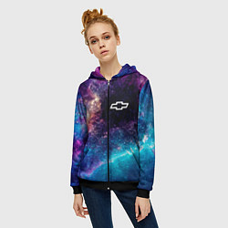 Толстовка на молнии женская Chevrolet space auto, цвет: 3D-черный — фото 2