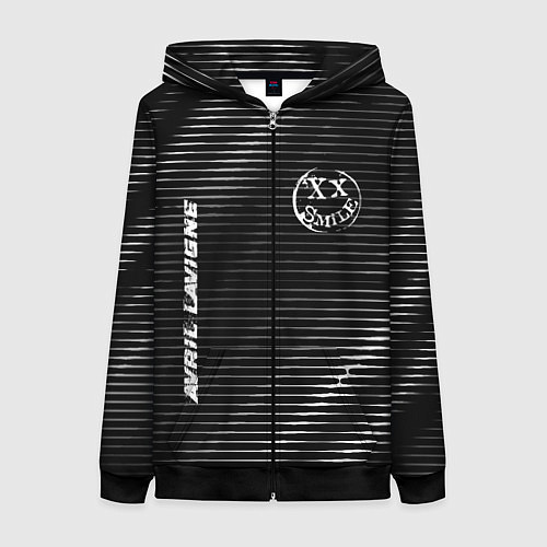 Женская толстовка на молнии Avril Lavigne metal rock lines / 3D-Черный – фото 1