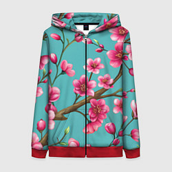 Женская толстовка на молнии Ветка розовой сакуры