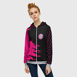 Толстовка на молнии женская Бавария Мюнхен краски, цвет: 3D-меланж — фото 2