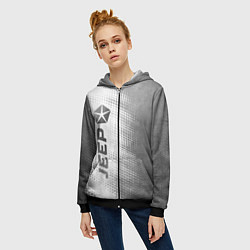 Толстовка на молнии женская Jeep - white gradient по-вертикали, цвет: 3D-черный — фото 2