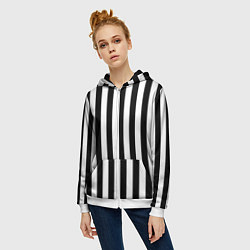 Толстовка на молнии женская Вертикальные черно белые полосы, цвет: 3D-белый — фото 2