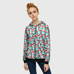 Толстовка на молнии женская Nirvana smile glitch, цвет: 3D-черный — фото 2