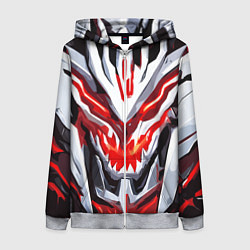 Женская толстовка на молнии Абстрактный красный кибер демон
