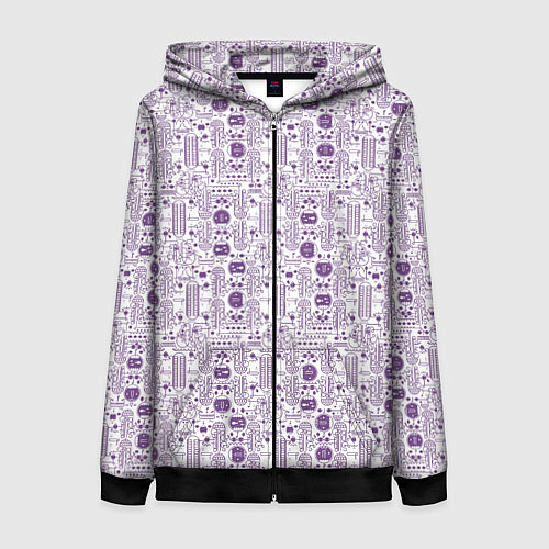 Женская толстовка на молнии Узоры и лица / 3D-Черный – фото 1