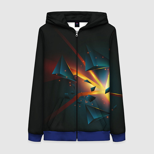 Женская толстовка на молнии Разлом плиты - абстрактная расщелина / 3D-Синий – фото 1