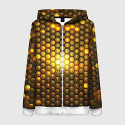 Женская толстовка на молнии Металлические соты - роскошный блеск золота