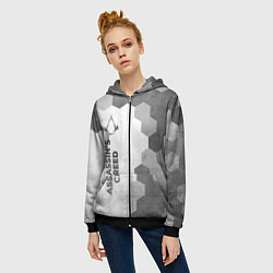 Толстовка на молнии женская Assassins Creed - white gradient по-вертикали, цвет: 3D-черный — фото 2