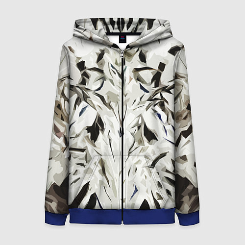 Женская толстовка на молнии Black and white abstraction / 3D-Синий – фото 1
