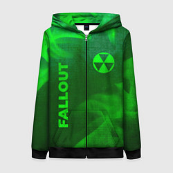 Толстовка на молнии женская Fallout - green gradient вертикально, цвет: 3D-черный