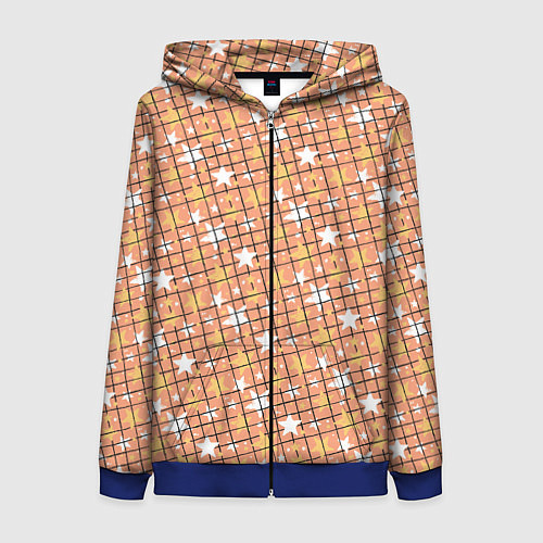 Женская толстовка на молнии Звёзды в клеточку / 3D-Синий – фото 1
