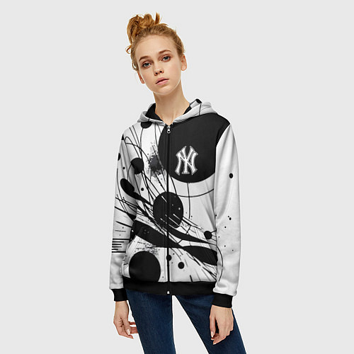 Женская толстовка на молнии New York Yankees baseball team - abstraction / 3D-Черный – фото 3