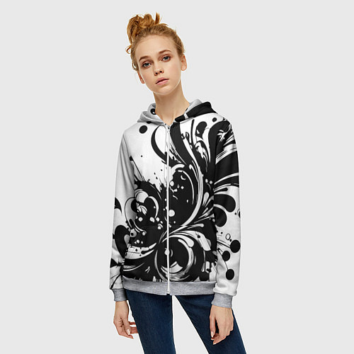 Женская толстовка на молнии Модная растительная абстракция - нейроарт / 3D-Меланж – фото 3