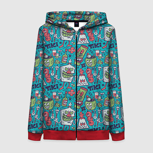 Женская толстовка на молнии Гавайская вечеринка / 3D-Красный – фото 1