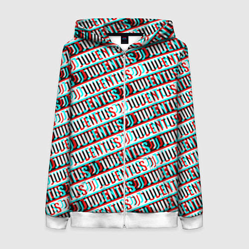 Женская толстовка на молнии Ювентус глитч паттерн / 3D-Белый – фото 1