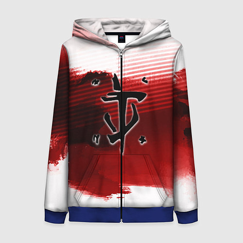 Женская толстовка на молнии Doom eternal logo краски / 3D-Синий – фото 1