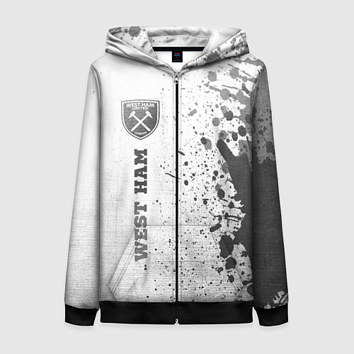 Женская толстовка на молнии West Ham - white gradient по-вертикали / 3D-Черный – фото 1