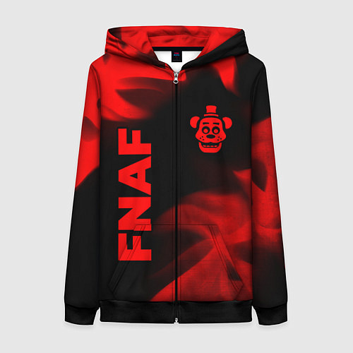 Женская толстовка на молнии FNAF - red gradient вертикально / 3D-Черный – фото 1