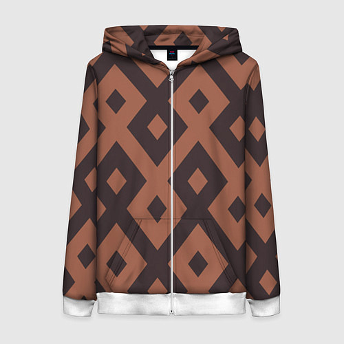 Женская толстовка на молнии Геометрический узор ромб / 3D-Белый – фото 1