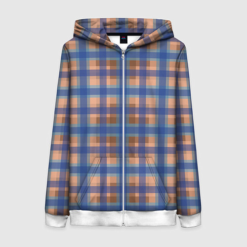 Женская толстовка на молнии Клетка в клетку / 3D-Белый – фото 1