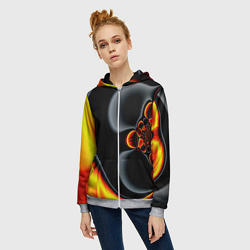 Женская толстовка на молнии Фрактальный узор абстракция / 3D-Меланж – фото 3