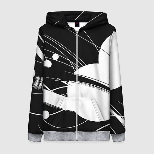 Женская толстовка на молнии Black and white vanguard abstraction - ai art fant / 3D-Меланж – фото 1