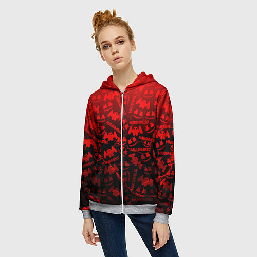 Женская толстовка на молнии Marshmello storm / 3D-Меланж – фото 3