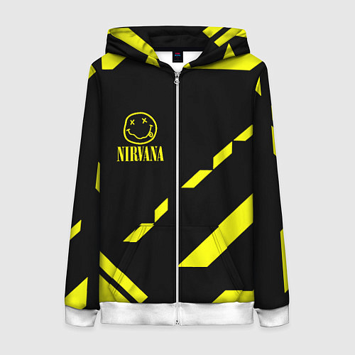 Женская толстовка на молнии Nirvana geometry yellow / 3D-Белый – фото 1