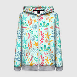 Толстовка на молнии женская Абстракция коралловый фон, цвет: 3D-меланж