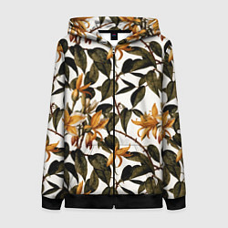 Женская толстовка на молнии Желтые ретро цветы