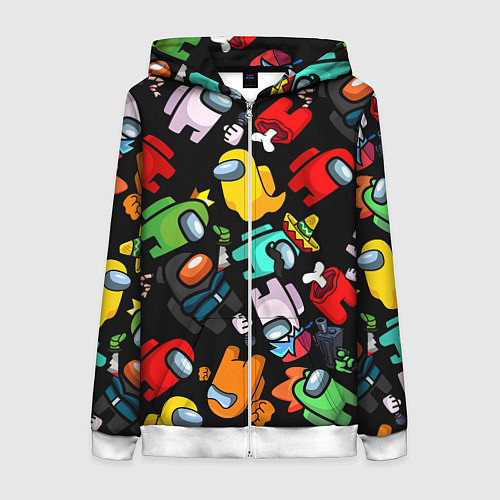 Женская толстовка на молнии Персонажи игры Амонгас / 3D-Белый – фото 1