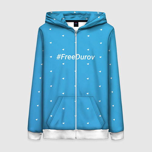 Женская толстовка на молнии Freedurov паттерн из самолётиков / 3D-Белый – фото 1