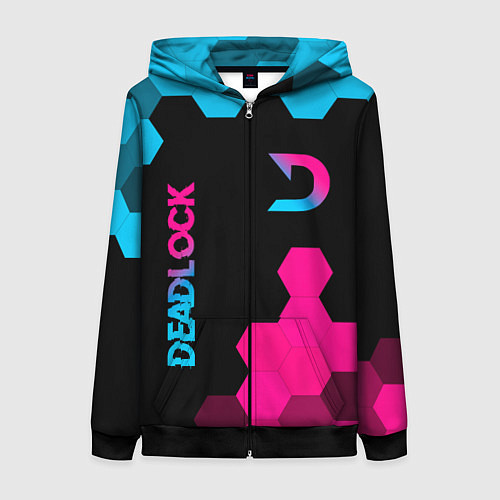 Женская толстовка на молнии Deadlock - neon gradient вертикально / 3D-Черный – фото 1