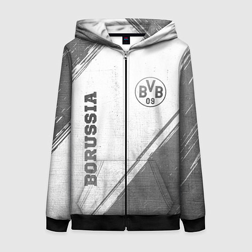 Женская толстовка на молнии Borussia - white gradient вертикально / 3D-Черный – фото 1