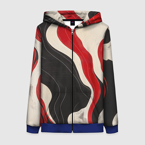 Женская толстовка на молнии Абстрактные волнистые полосы / 3D-Синий – фото 1