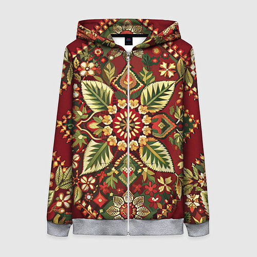 Женская толстовка на молнии Стиль советского ковра узоры и орнамент / 3D-Меланж – фото 1