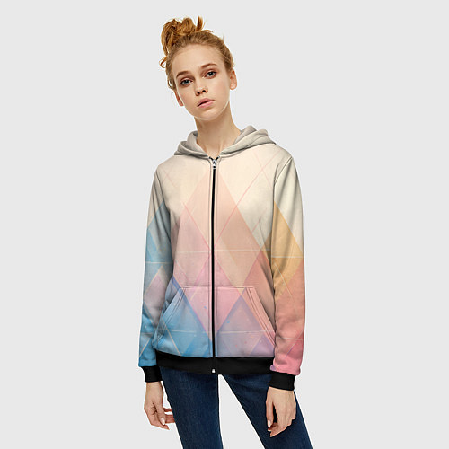 Женская толстовка на молнии Abstract art - triangle / 3D-Черный – фото 3