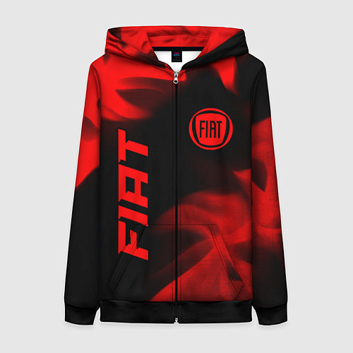 Женская толстовка на молнии Fiat - red gradient вертикально / 3D-Черный – фото 1
