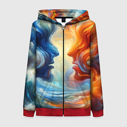 Женская толстовка на молнии Профили парня и девушки - две стихии