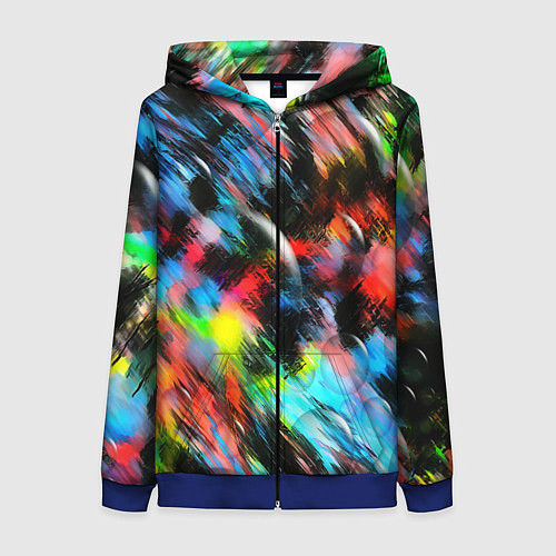 Женская толстовка на молнии Цветные краски абстракция / 3D-Синий – фото 1