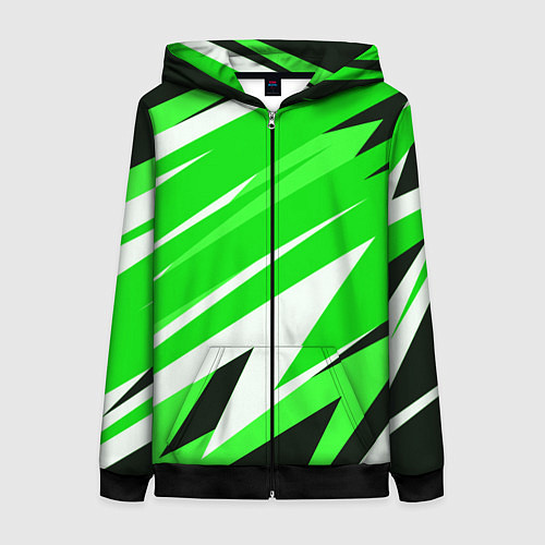 Женская толстовка на молнии Geometry stripes green / 3D-Черный – фото 1